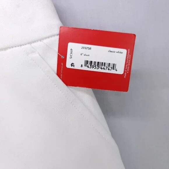 Spanx Pull On Shorts On The Go 6" White Women Small Silver Lining Chinos New - Picture 11 of 12